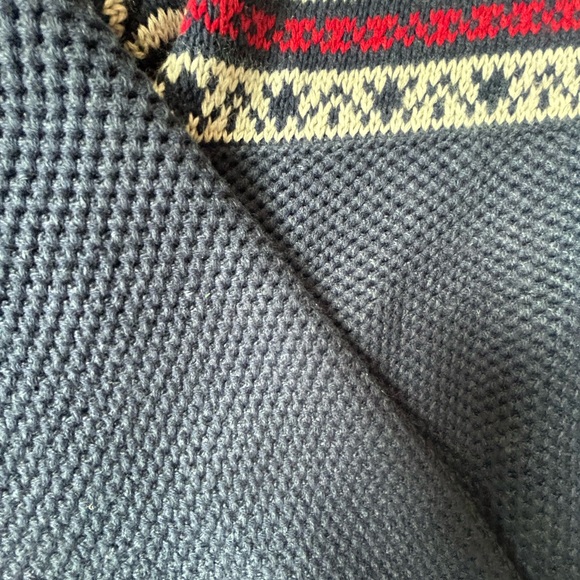 Izod sweater pullover 1/4 zip Fairisle holiday blue red cotton blend size med - Picture 7 of 8